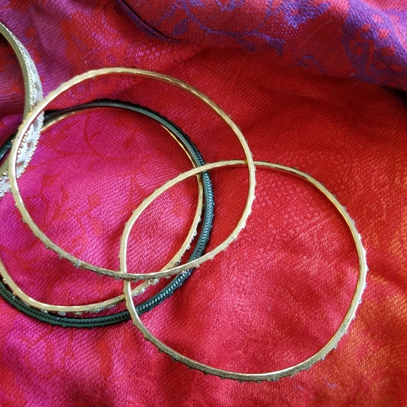 Bangle bracelet bundle gold tone black with mirrors - Picture 6 of 9